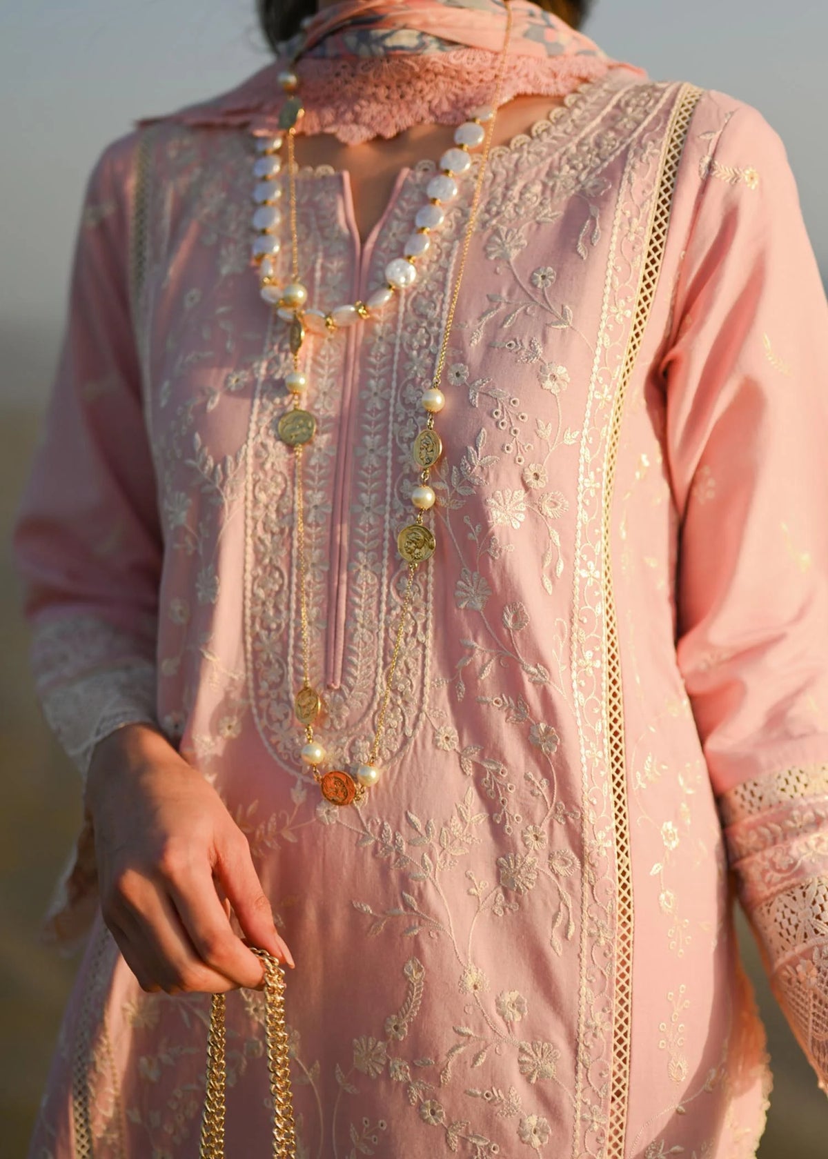 Nimsay Pink Luxury Chikankari Lawn Collection Replica