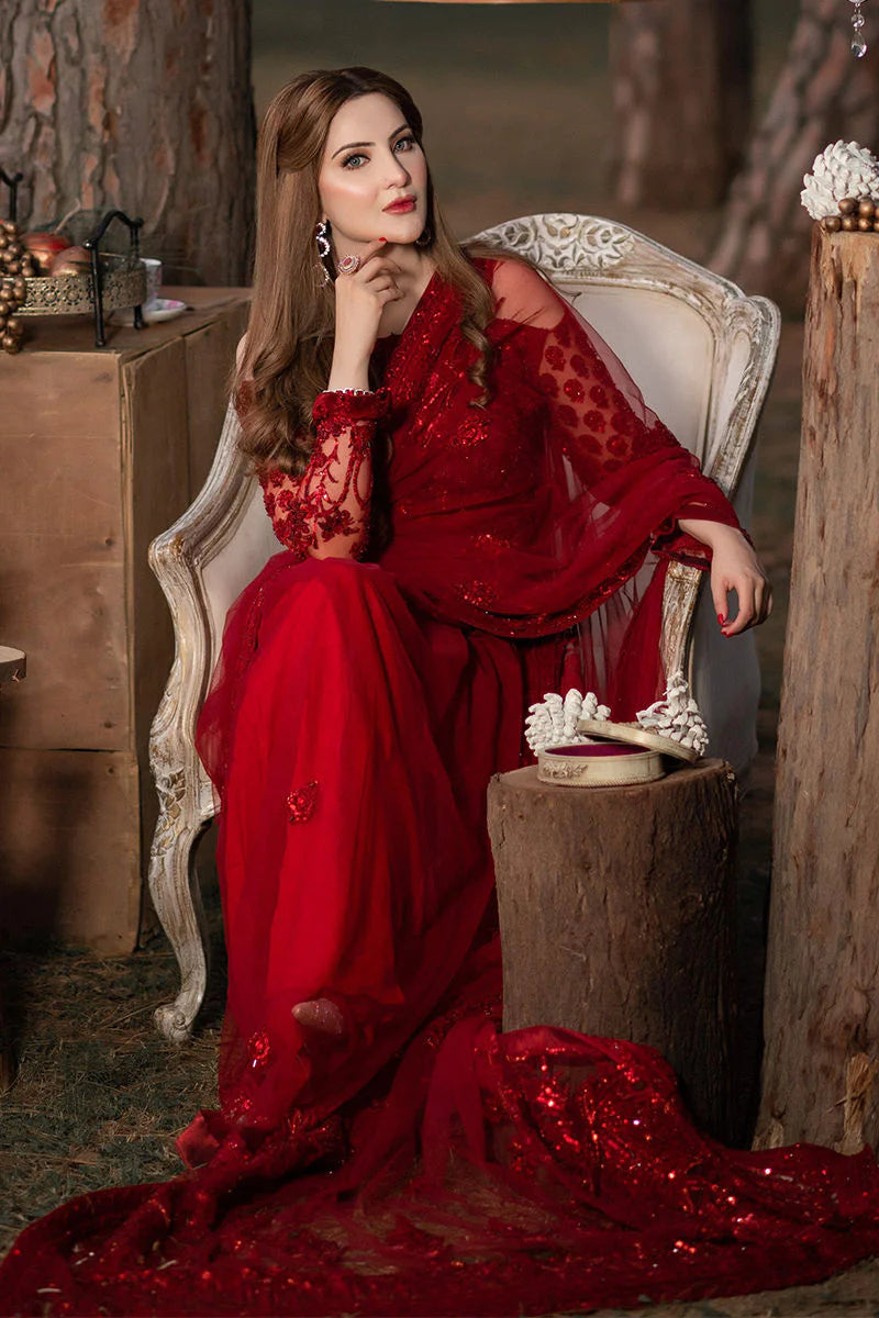 Shrenz Red Saree Exclusive Collection Net Replica