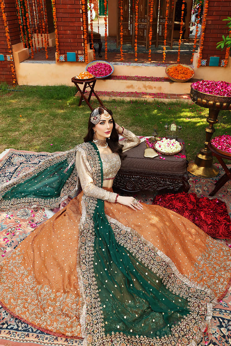 Aisha Imran Orange Bridal Collection Net Replica