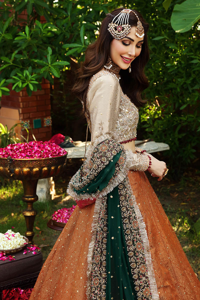 Aisha Imran Orange Bridal Collection Net Replica