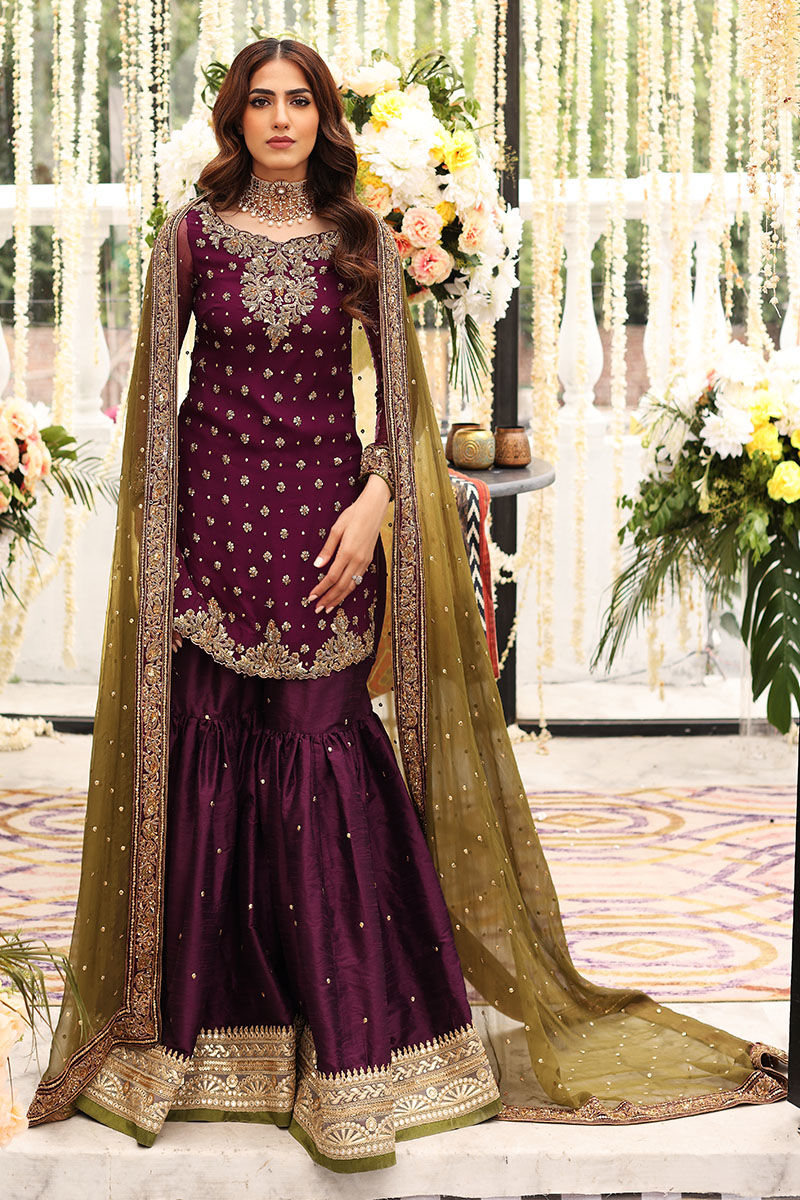 Aisha Imran Purple Bridal Collection Chiffon Replica