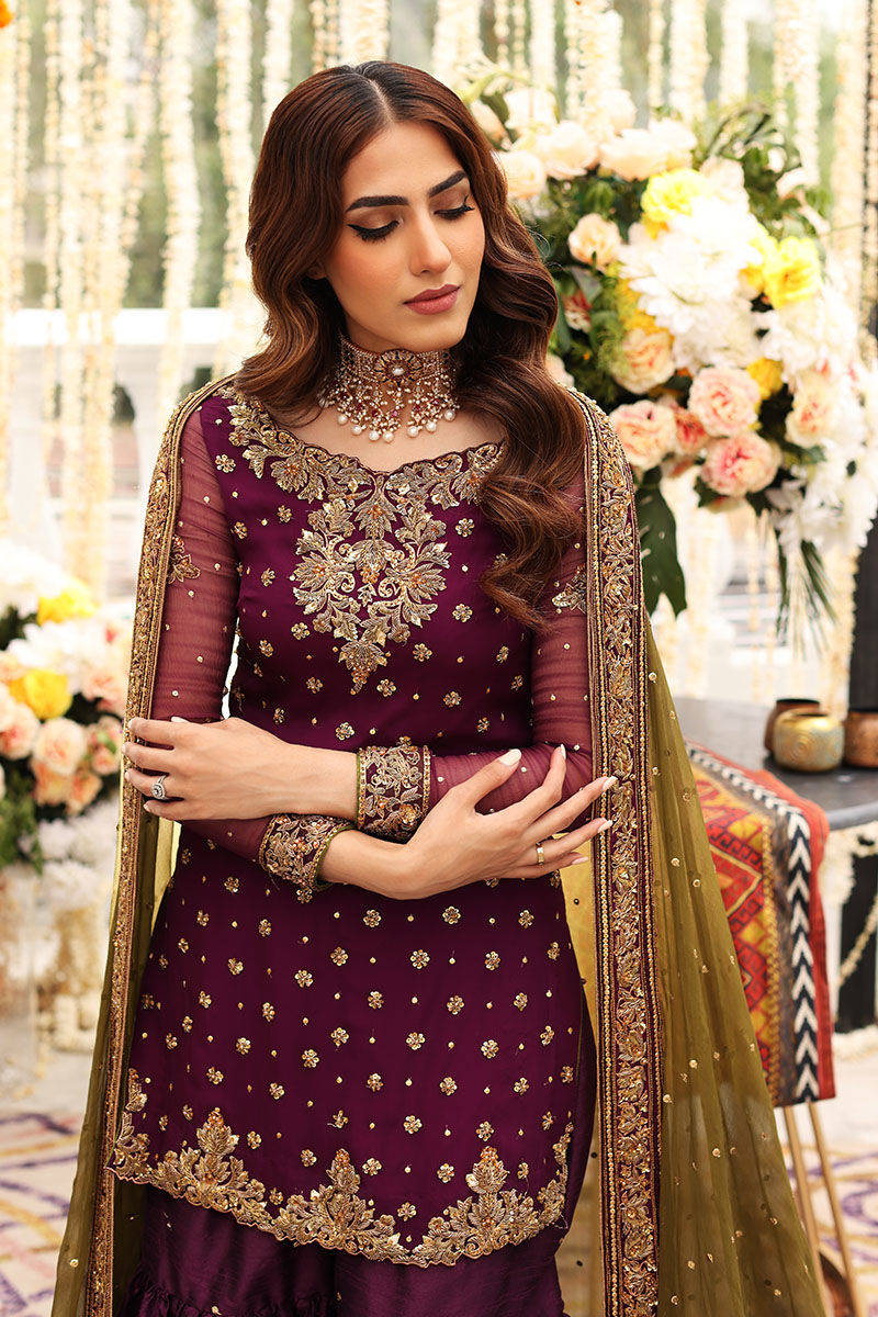 Aisha Imran Purple Bridal Collection Chiffon Replica