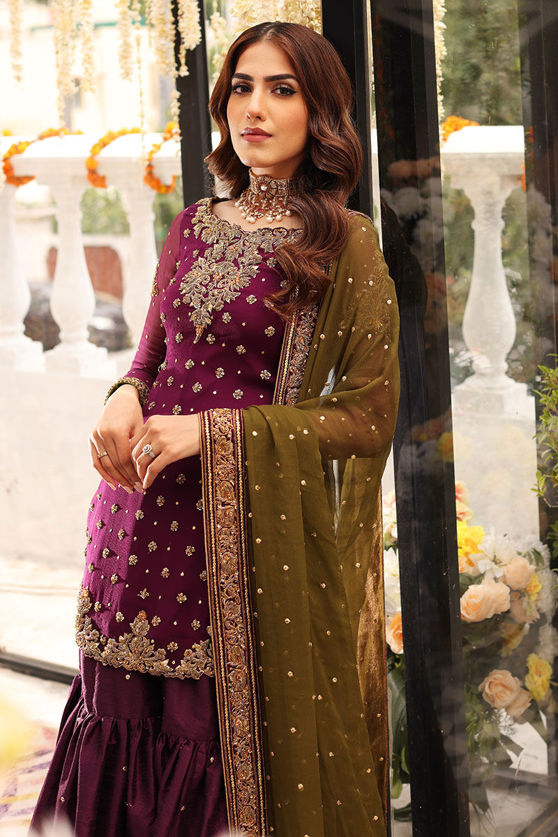 Aisha Imran Purple Bridal Collection Chiffon Replica