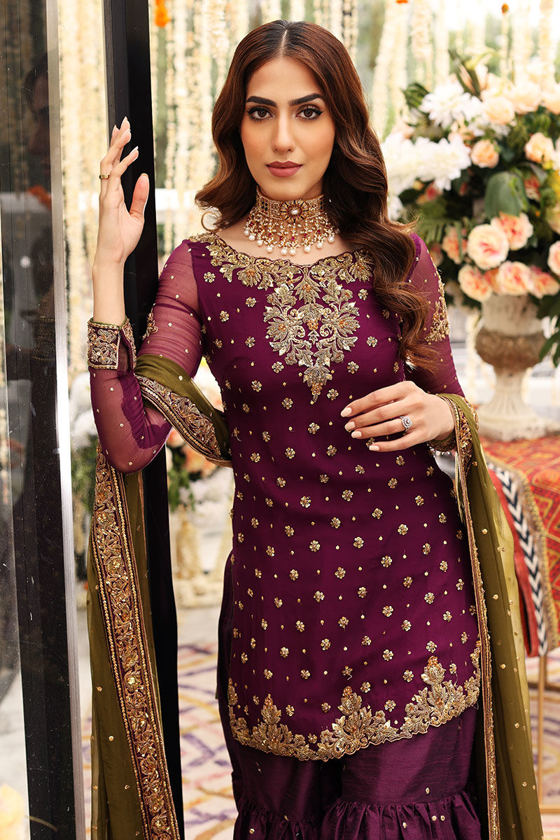 Aisha Imran Purple Bridal Collection Chiffon Replica