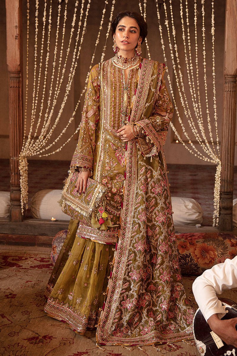 Zarlish By Mohsin Naveed Ranjha Brown Bridal Collection Organza Replica