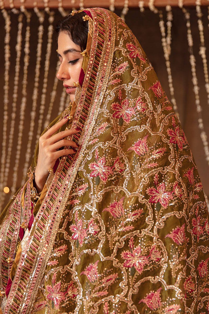 Zarlish By Mohsin Naveed Ranjha Brown Bridal Collection Organza Replica