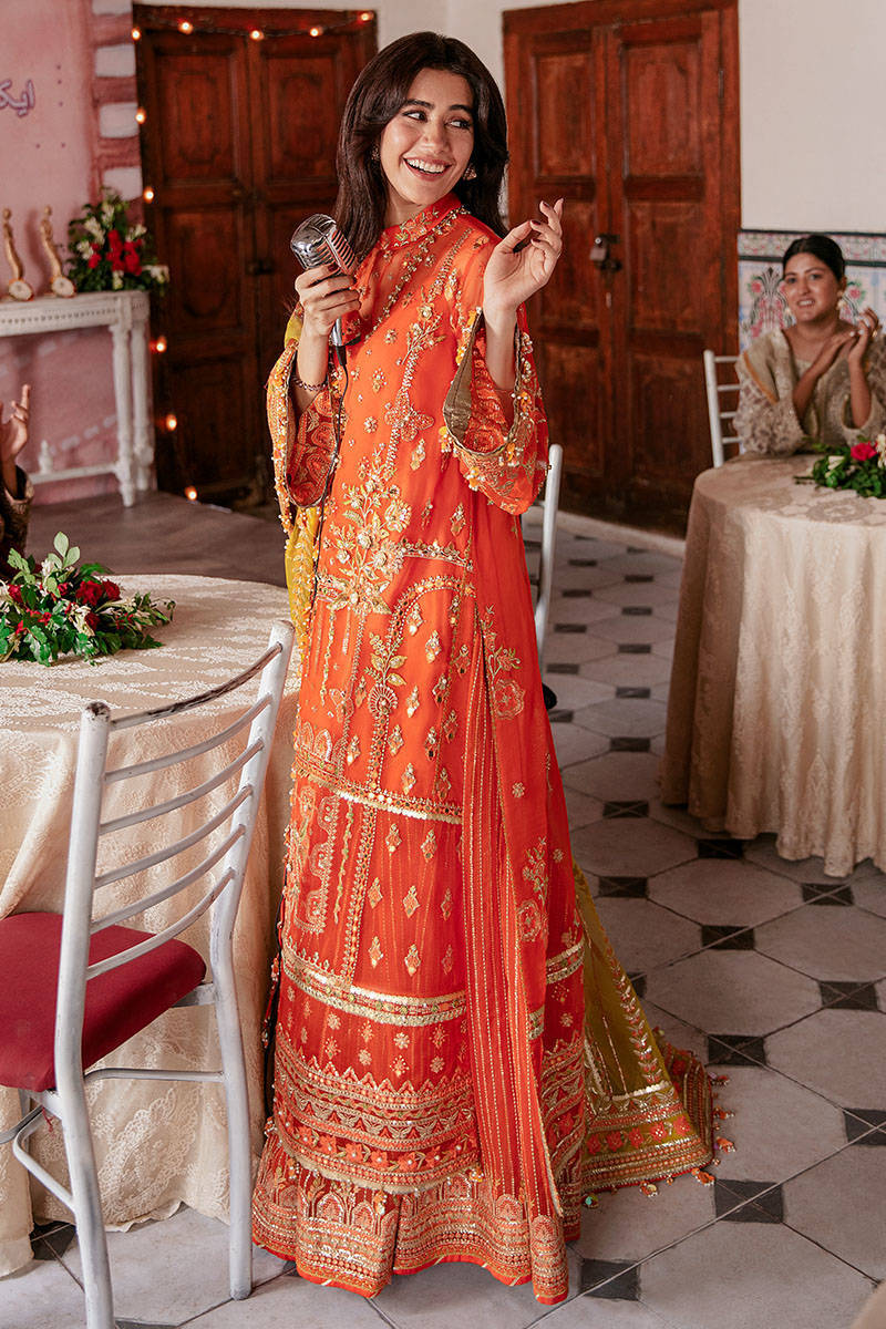 Nazia Hassan By Mohsin Naveed Ranjha Orange Organza Replica