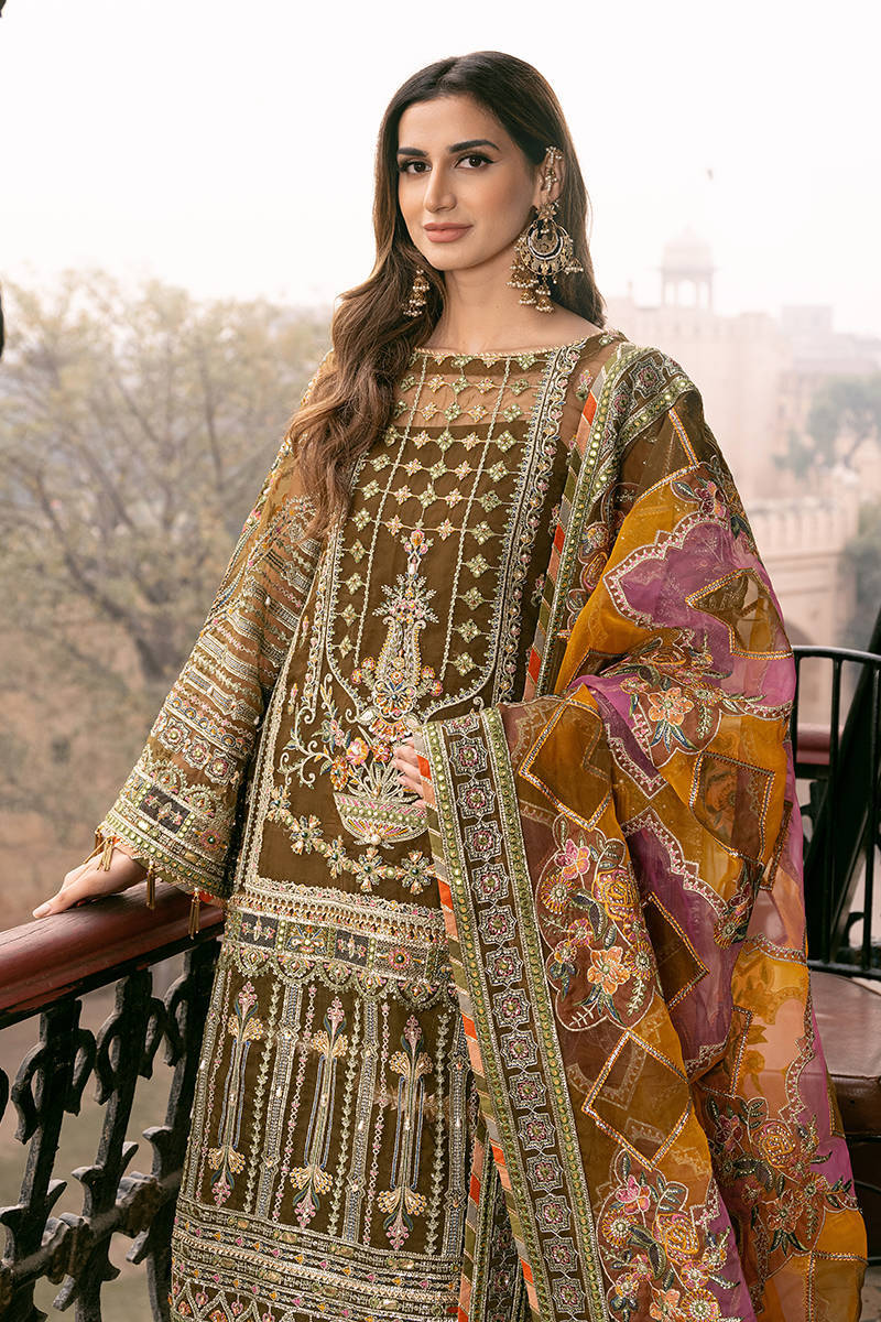 Viraas By Mohsin Naveed Ranjha Mehendi Formal Collection Organza Gharara Replica