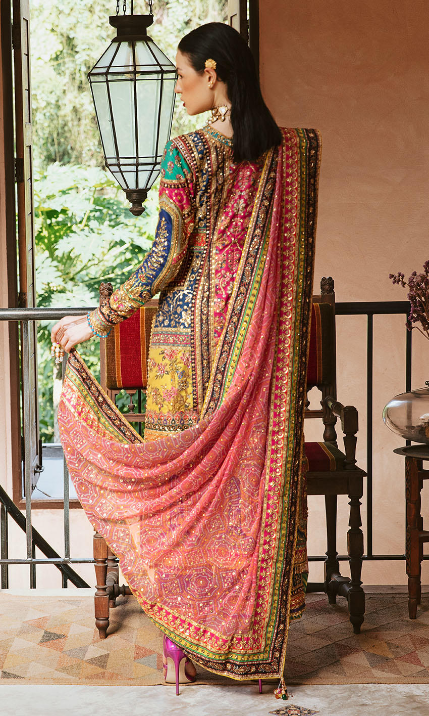 Nomi Ansari Multi Digital Printed Silk Formal Collection Replica