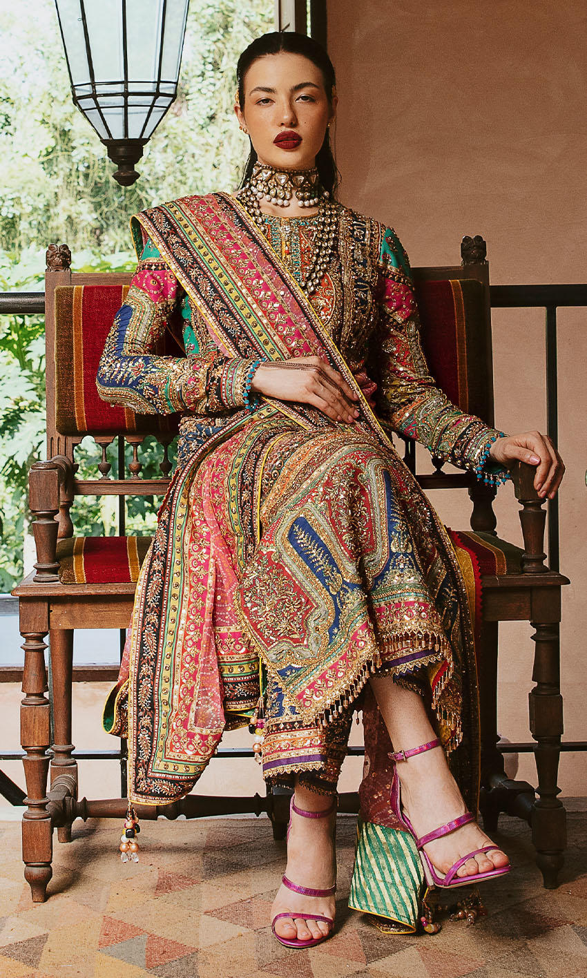 Nomi Ansari Multi Digital Printed Silk Formal Collection Replica