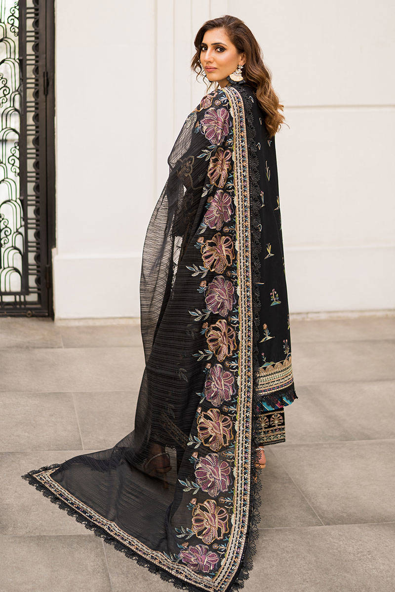 Mohsin Naveed Ranjha Black Luxury Lawn Collection Replica