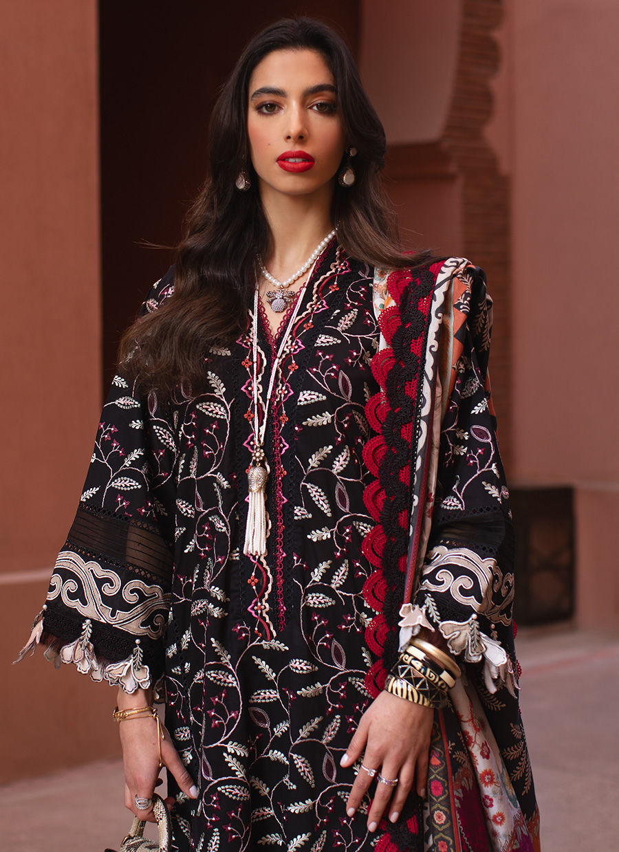 Farah Talib Black Luxury Lawn Collection Replica