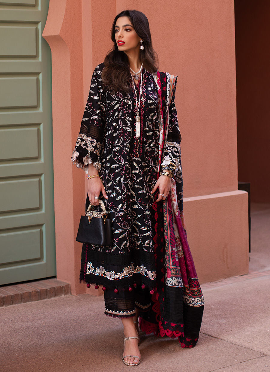 Farah Talib Black Luxury Lawn Collection Replica