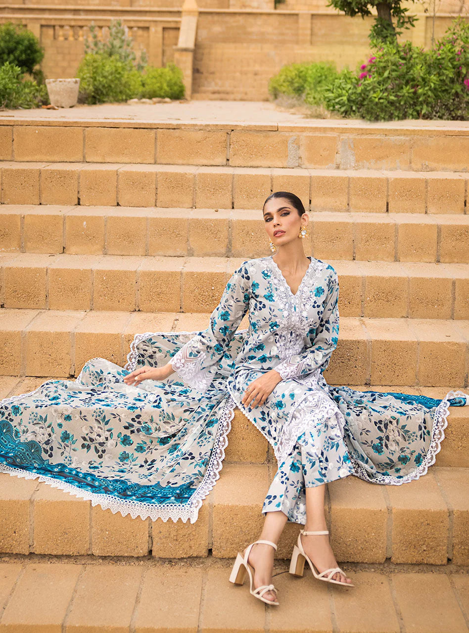 Zainab Chottani Blue Swiss Lawn Collection Replica