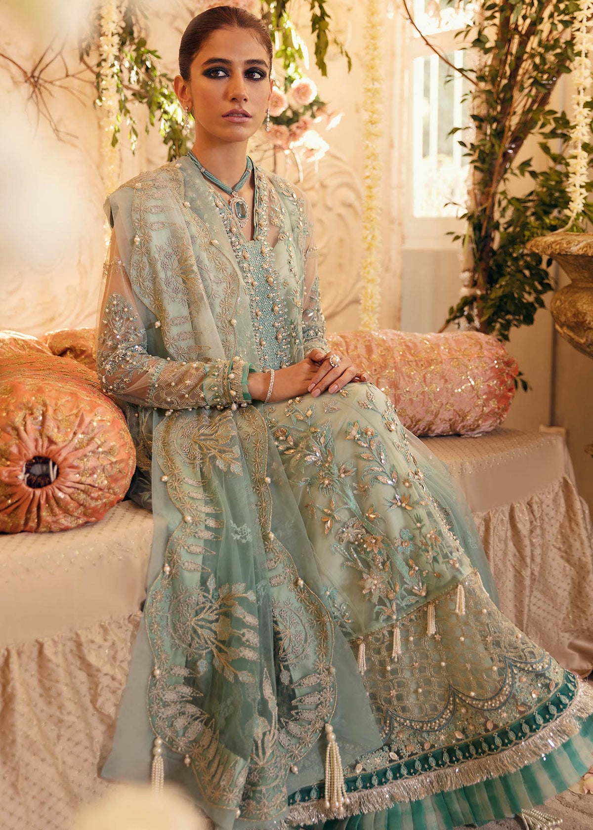 Fareena Sea Green Formal Collection Organza Replica