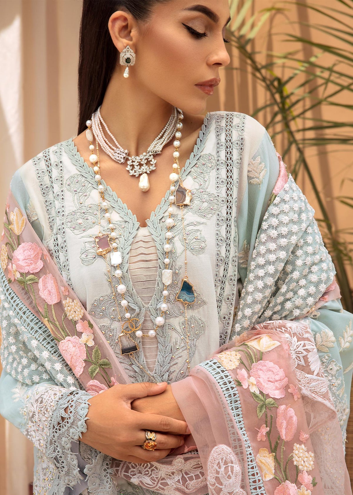 Saira Shakira Light Blue Luxury Lawn Collection Replica