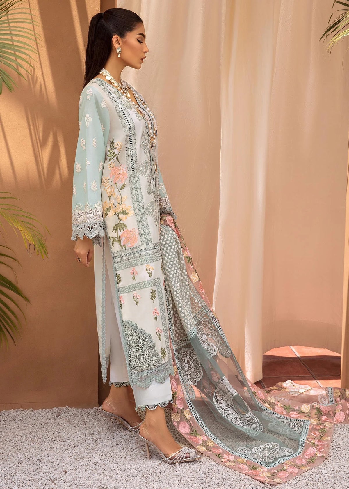 Saira Shakira Light Blue Luxury Lawn Collection Replica