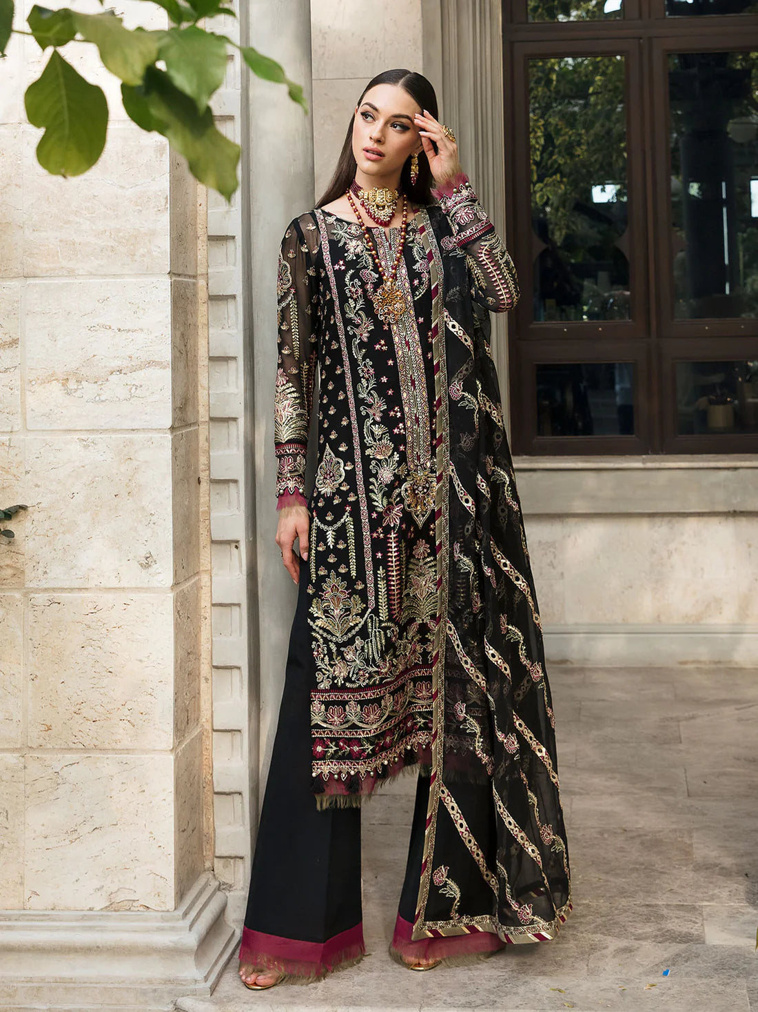 Gulaal Black Exclusive Formal Collection Net Replica