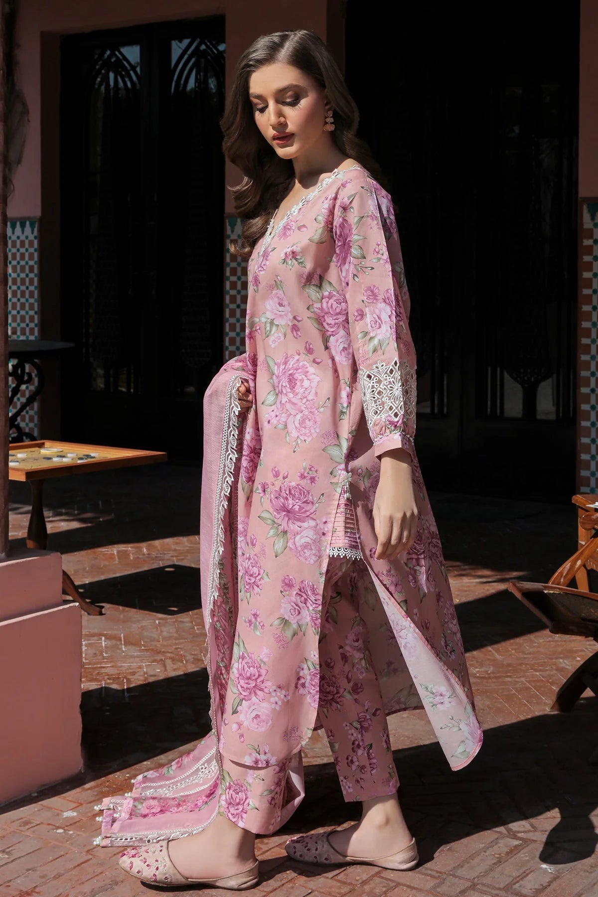 Baroque Pink Digital Printed Lawn Collection Replica