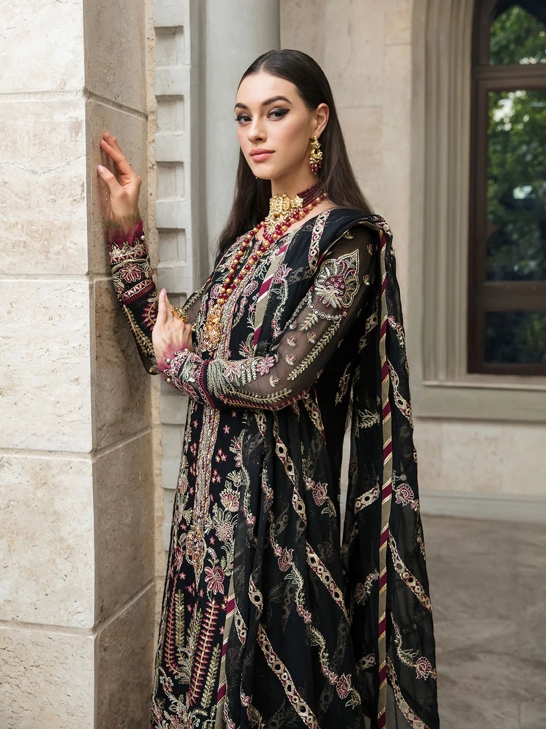 Gulaal Black Exclusive Formal Collection Net Replica