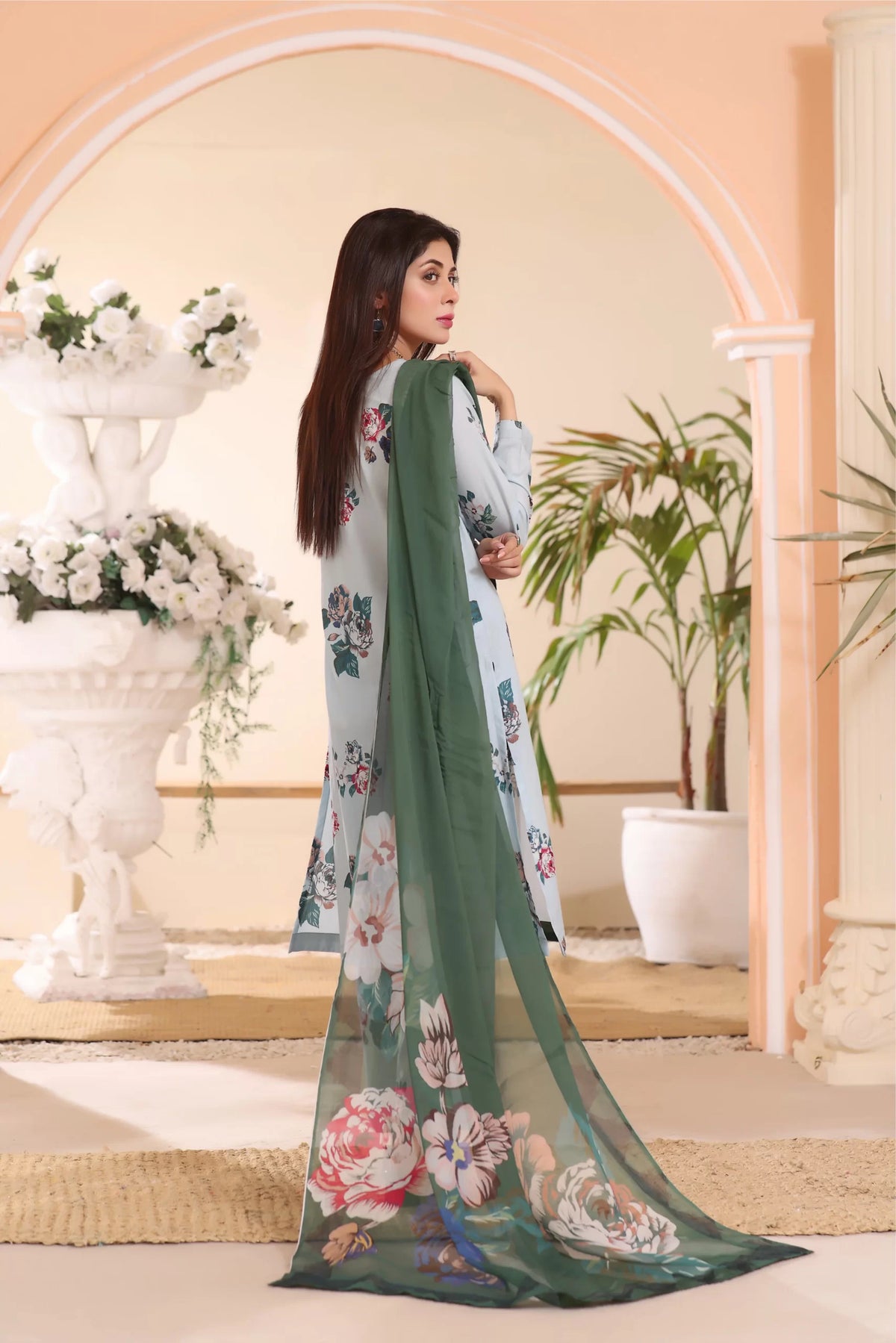 SHRENZ Sky Blue Swiss Lawn Collection Replica