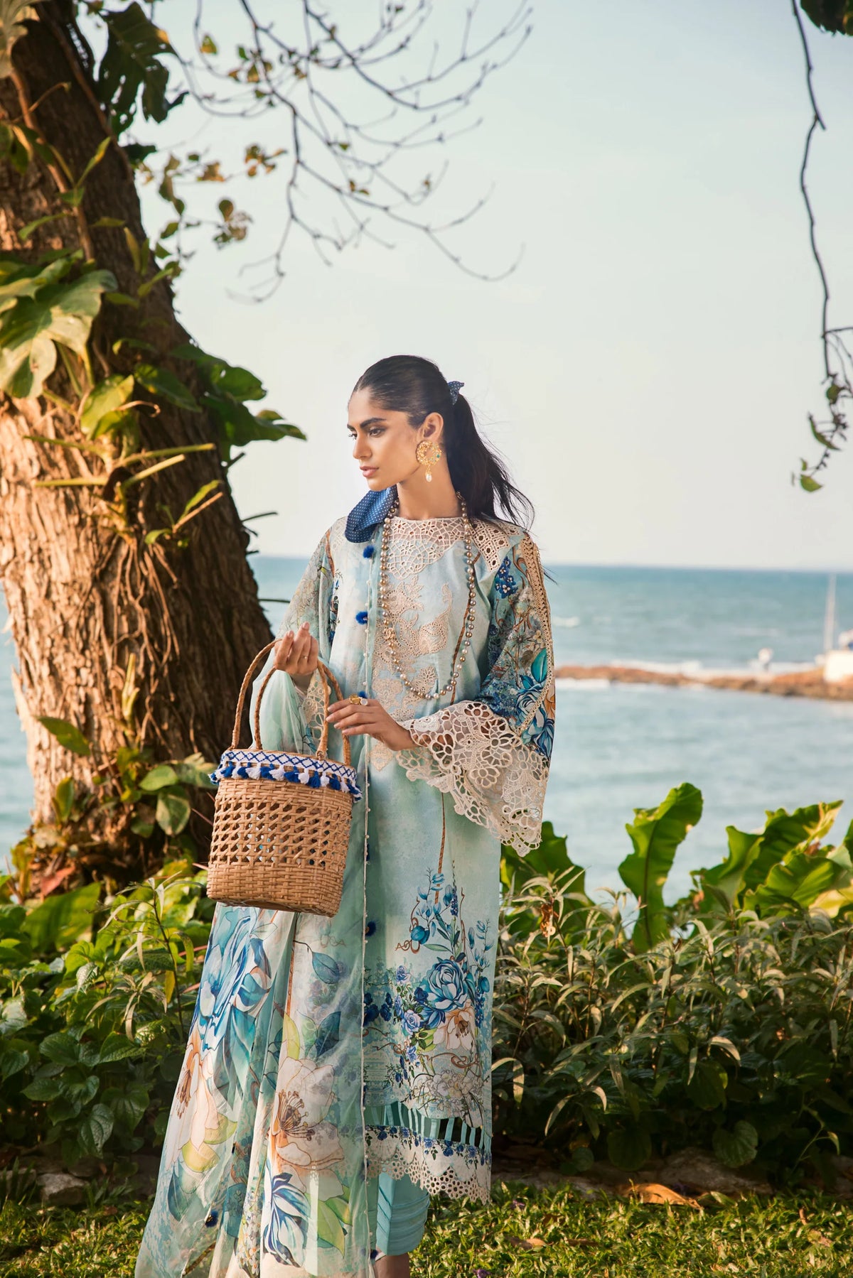 Elaf Heaven's Mist Blue Luxury Lawn Collection Replica