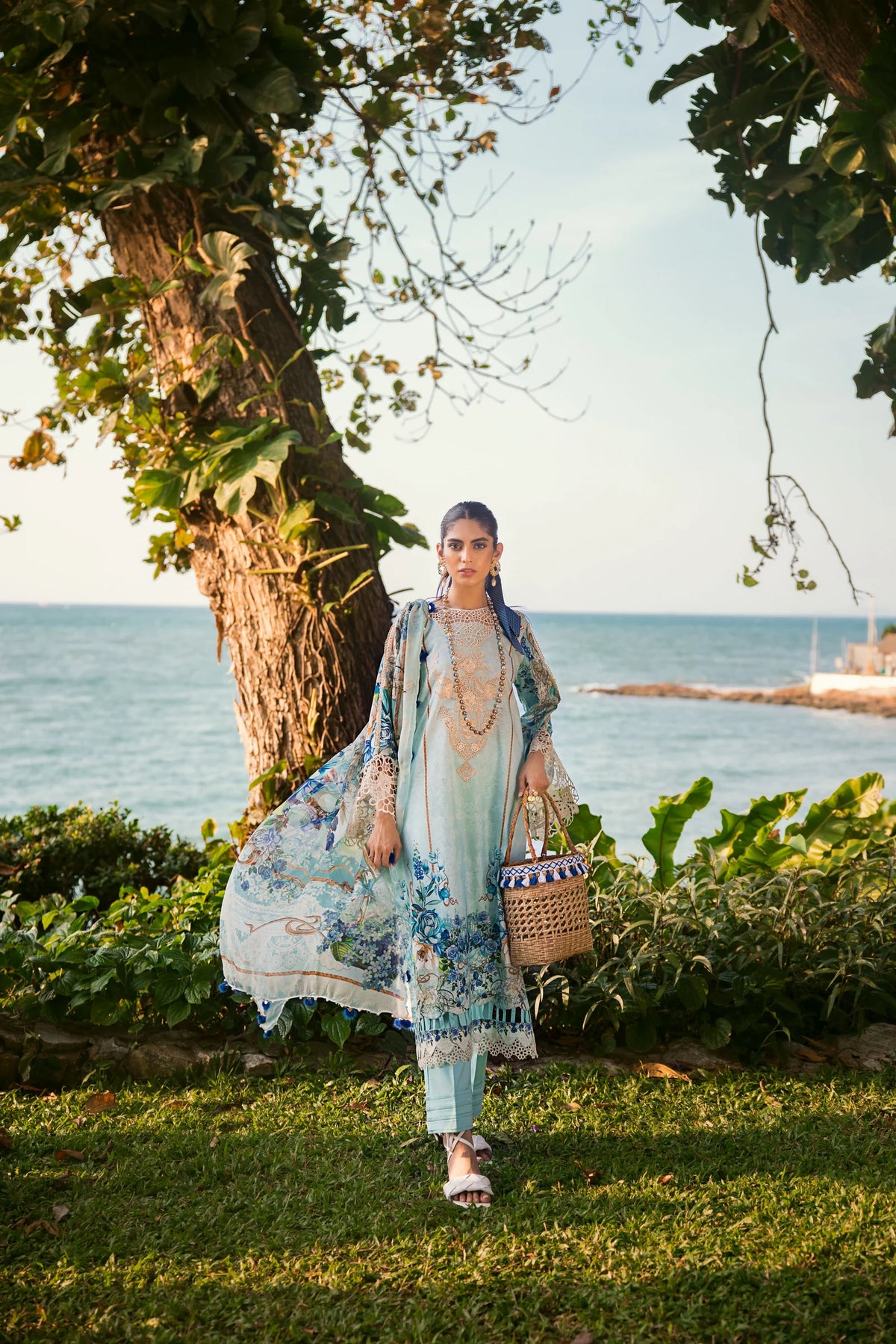 Elaf Heaven's Mist Blue Luxury Lawn Collection Replica