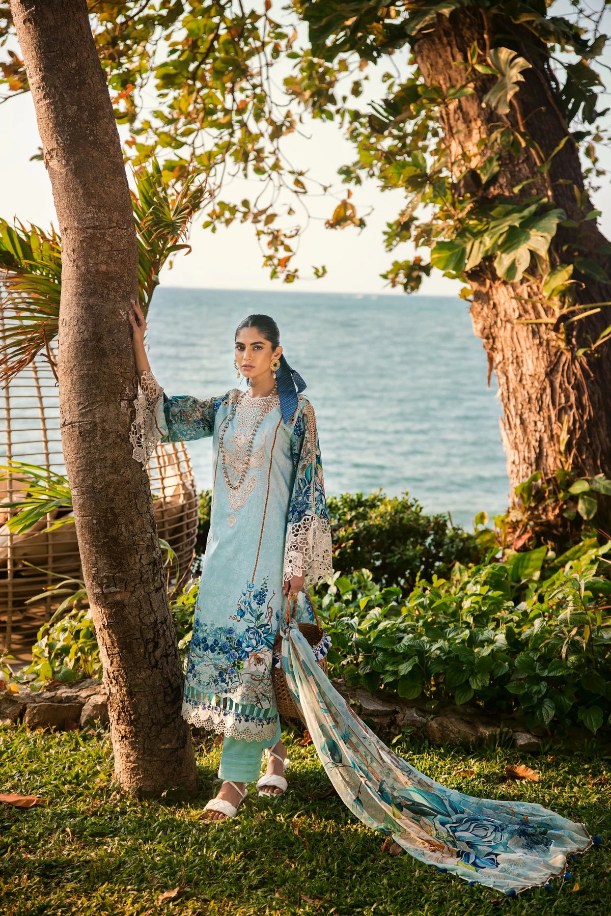 Elaf Heaven's Mist Blue Luxury Lawn Collection Replica