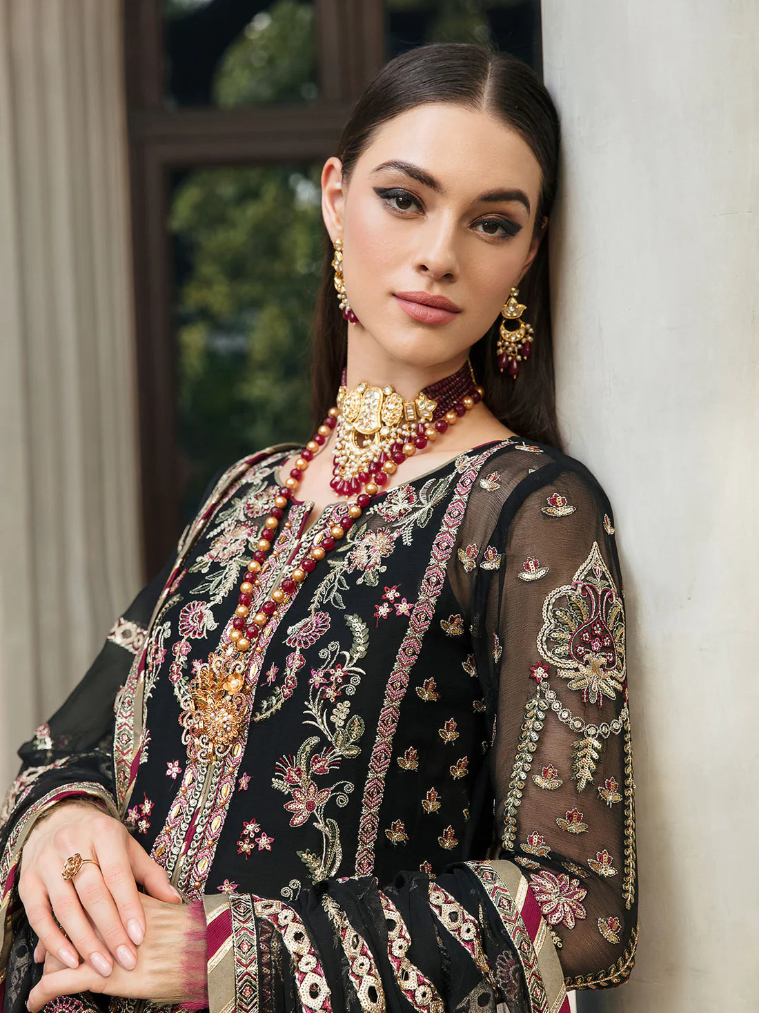 Gulaal Black Exclusive Formal Collection Net Replica