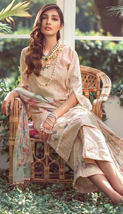 Elaf Peach Luxury Lawn Collection Replica