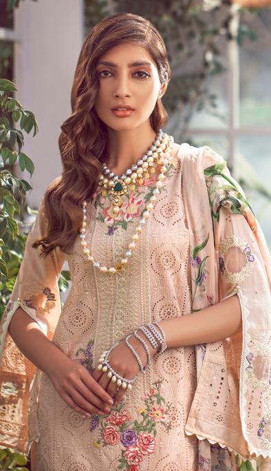 Elaf Peach Luxury Lawn Collection Replica