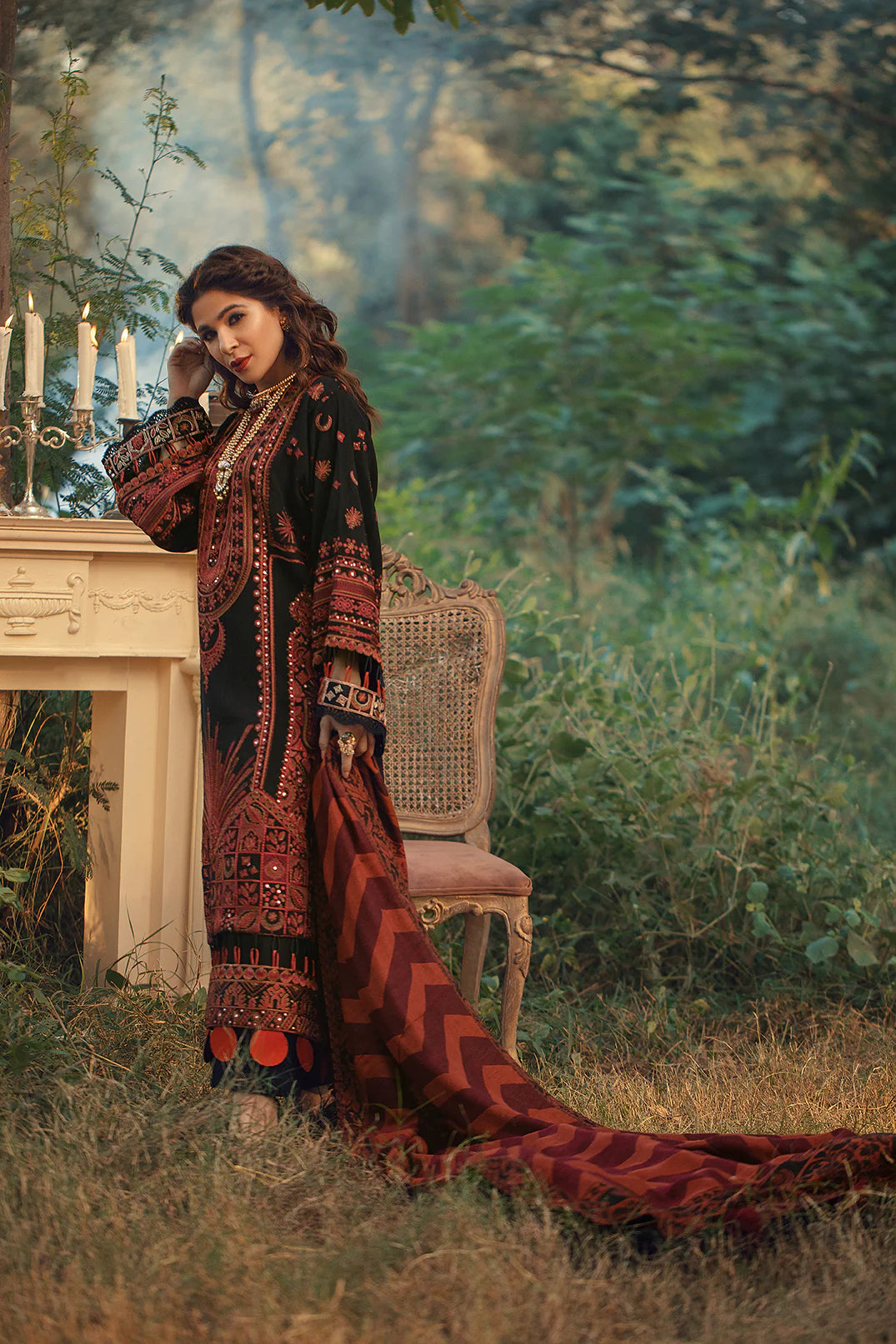 Maryam Hussain Black Luxury Lawn Collection Replica