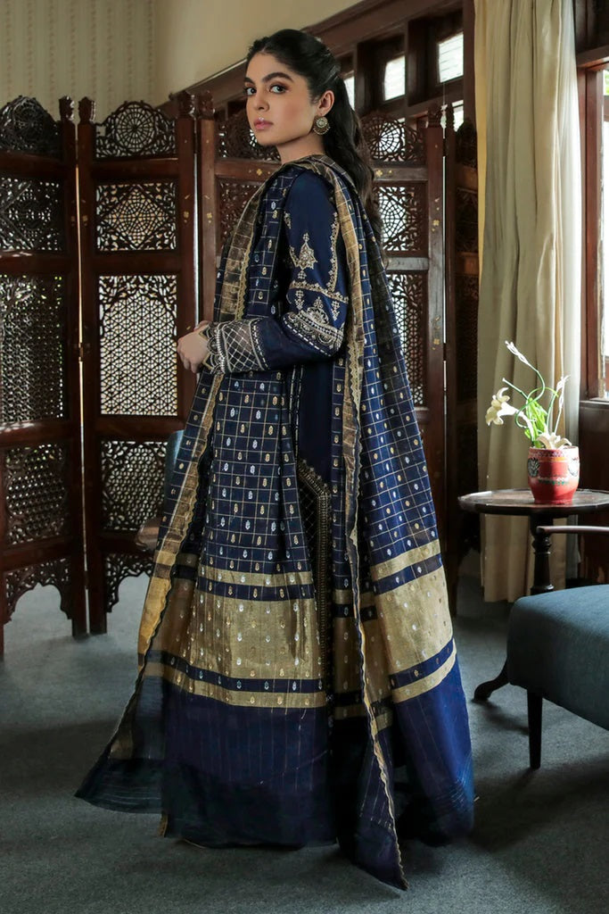 Qalamkar Blue Formal Collection Organza Replica