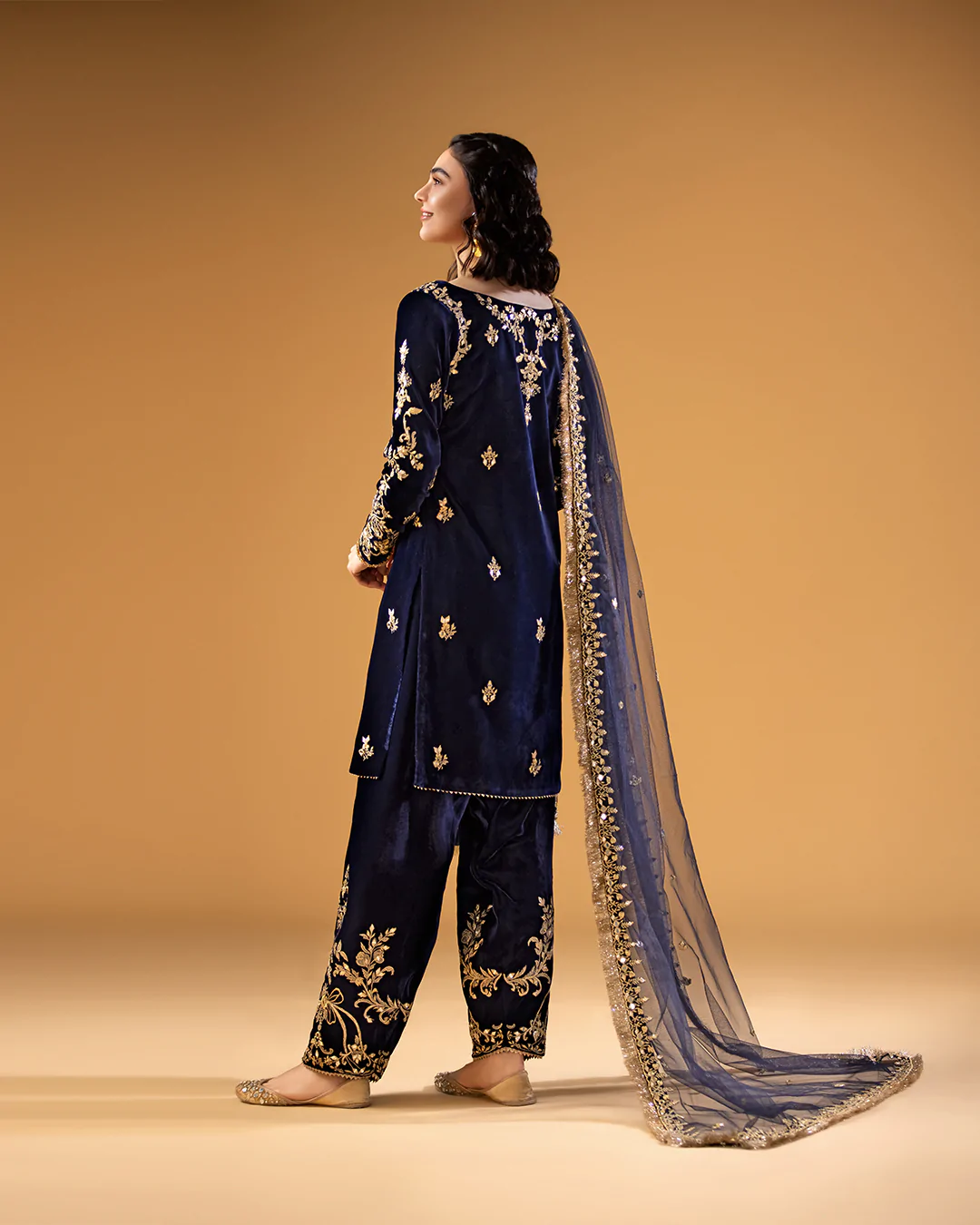 Faiza Saqlain Blue Formal Collection Velvet Replica