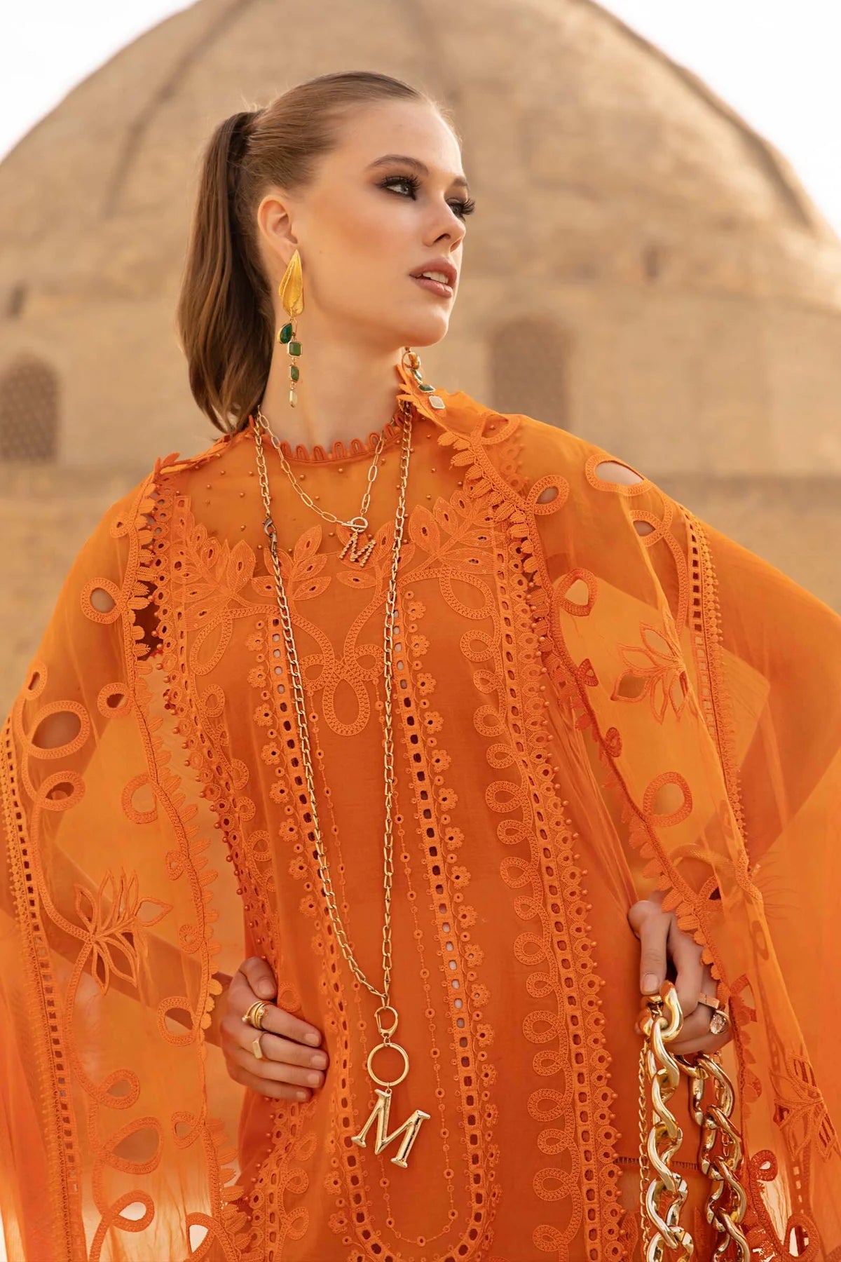 Maria B Orange Luxury Lawn Collection Replica