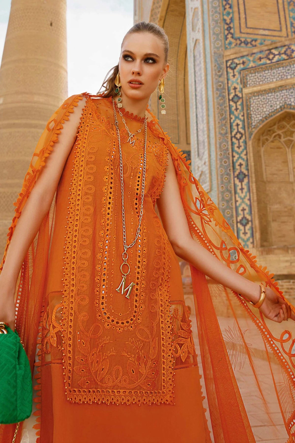 Maria B Orange Luxury Lawn Collection Replica