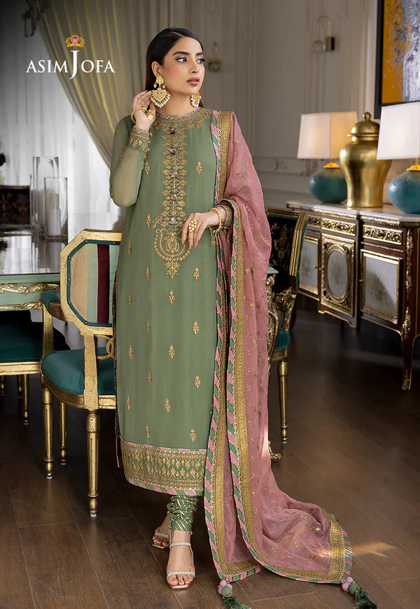 Asim Jofa Green Formal Collection Chiffon Replica