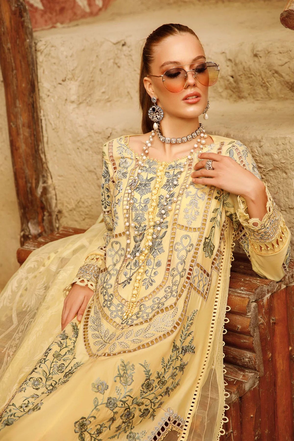 Maria B Yellow Luxury Lawn Collection Replica