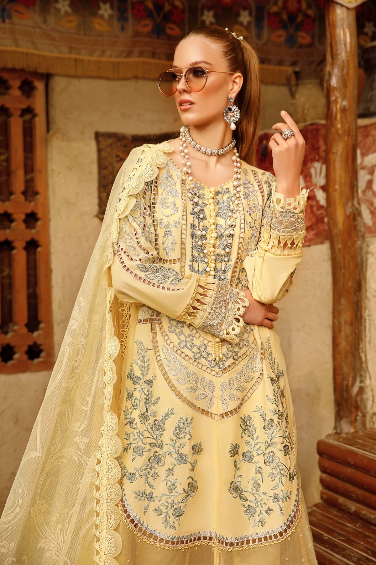 Maria B Yellow Luxury Lawn Collection Replica