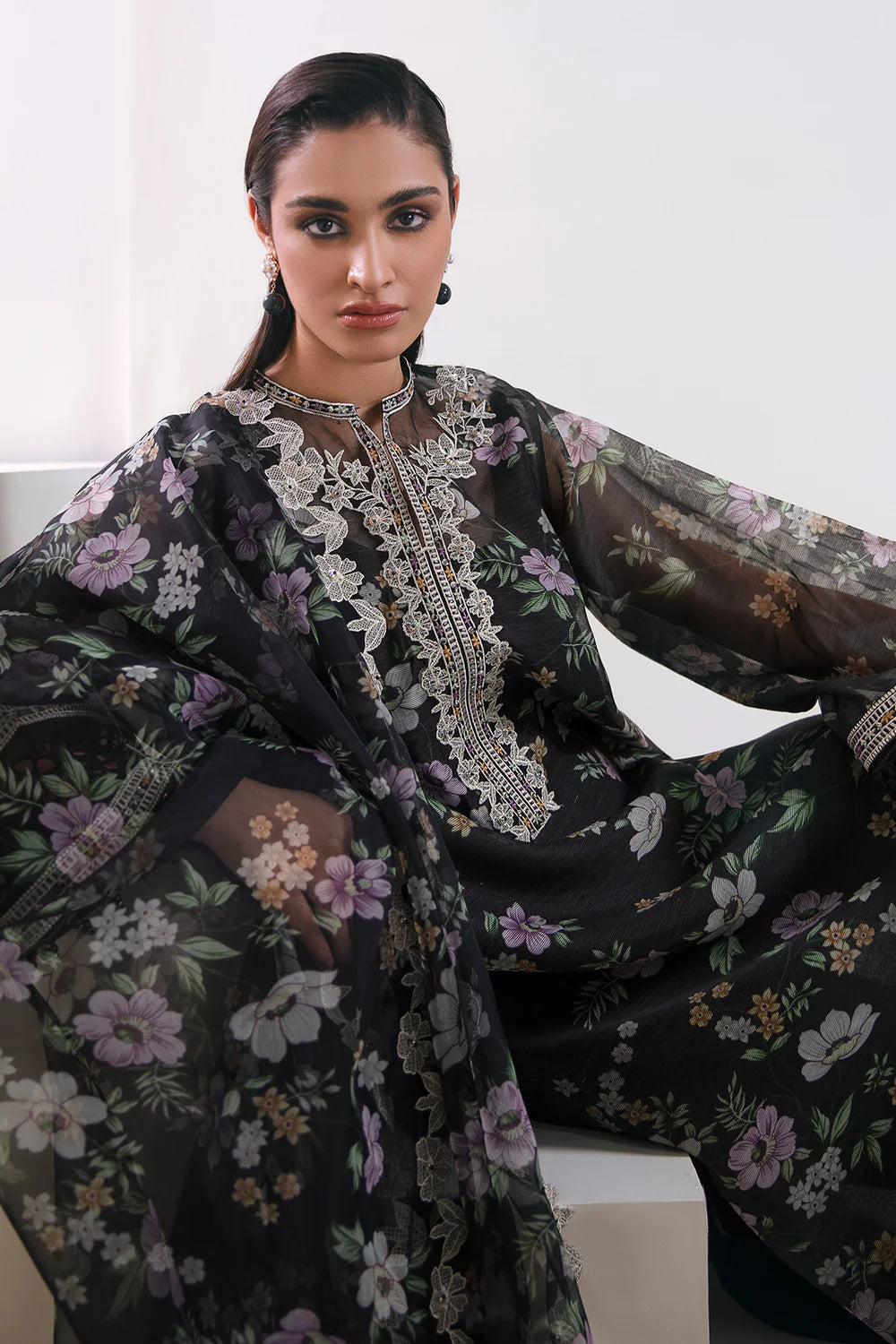 Barouqe Black Formal Collection Khaadi Net Replica