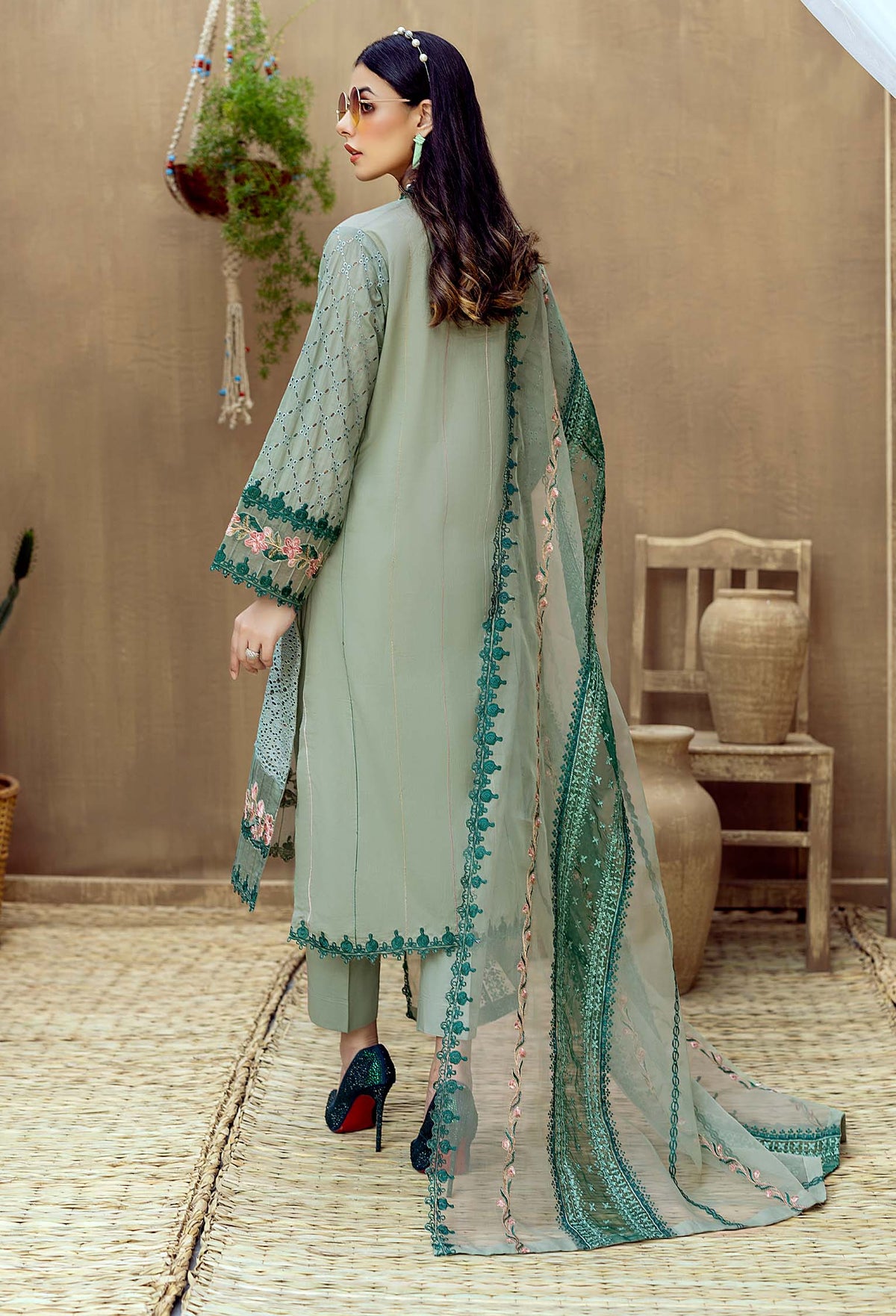 Adan Libas Grey Luxury Lawn Collection Replica