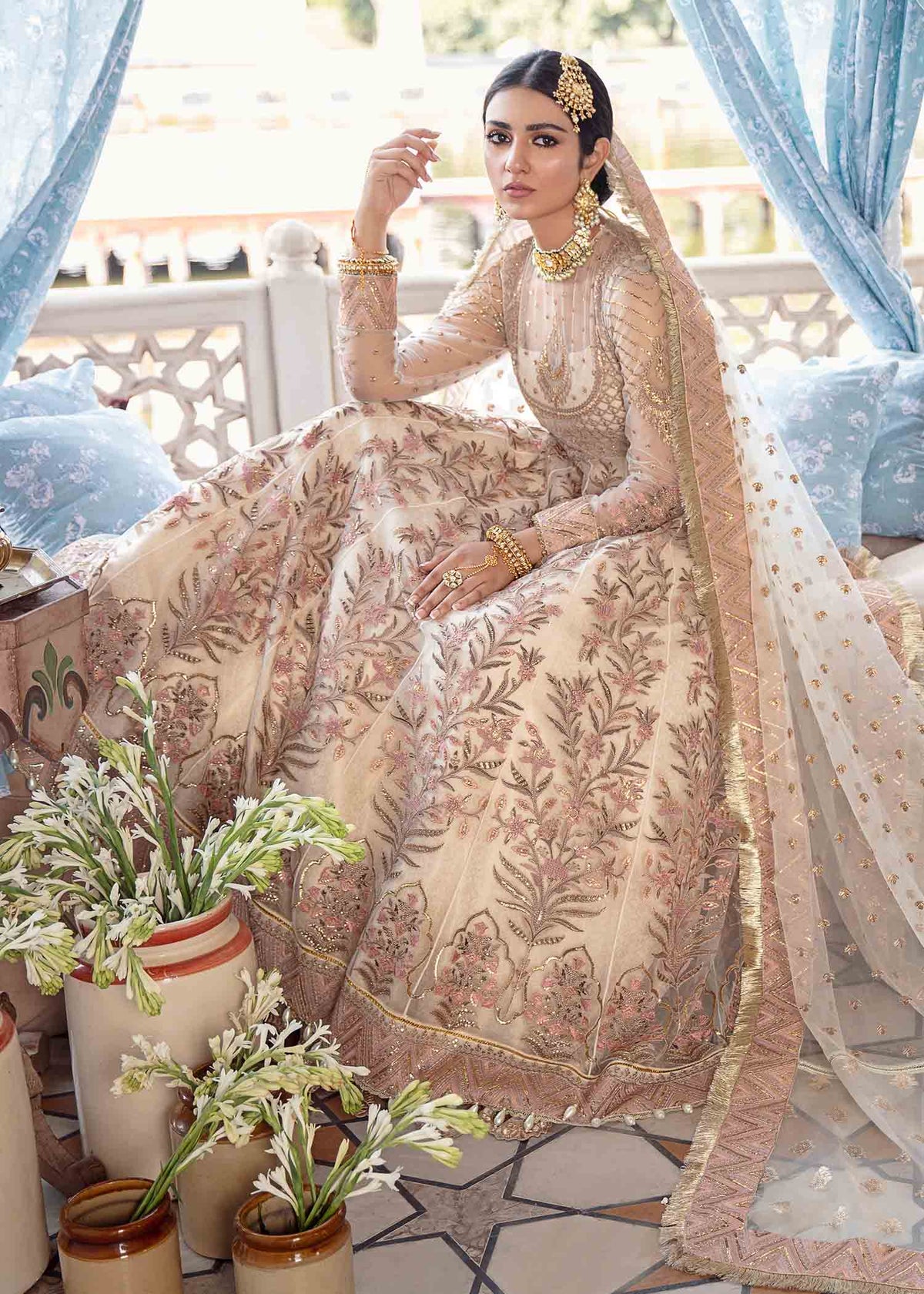 Afrozeh Jahan Ara Skin Bridal Collection Net Replica