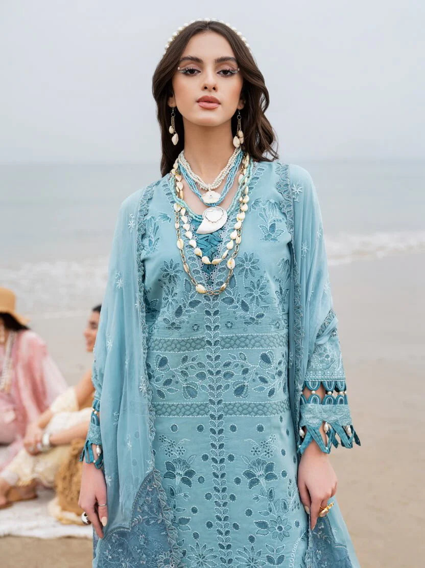 Nureh Tere Sang Blue Luxury Lawn Collection Replica