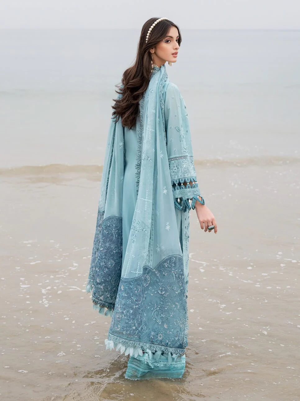 Nureh Tere Sang Blue Luxury Lawn Collection Replica