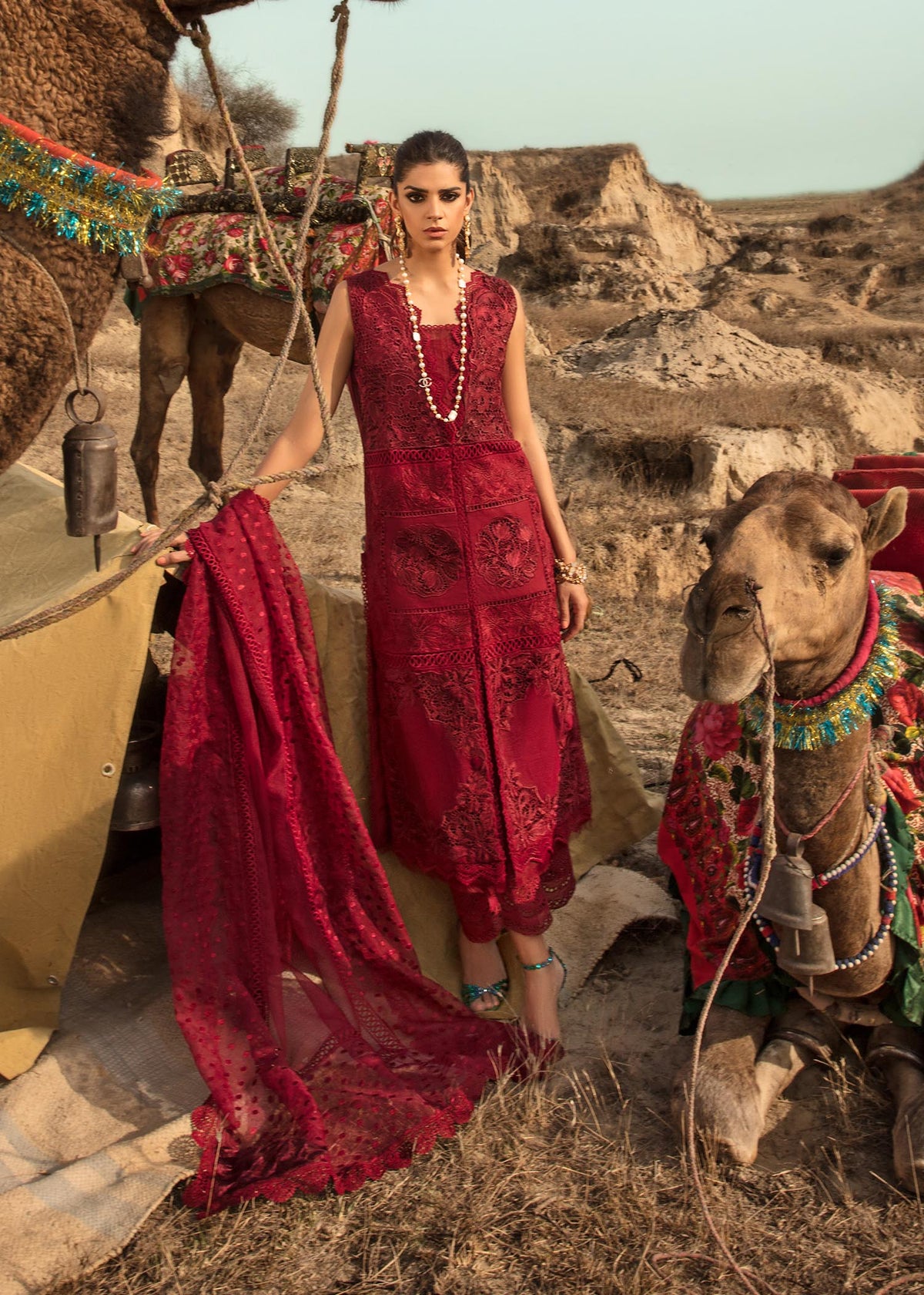 Saira Shakira Red Luxury Lawn Collection Replica