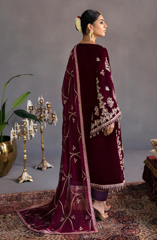 Emaan Adeel Maroon Velvet Collection Replica