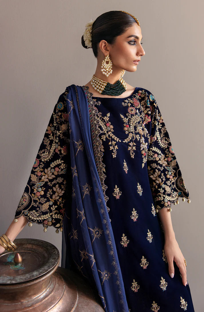 Emaan Adeel Blue Velvet Collection Replica