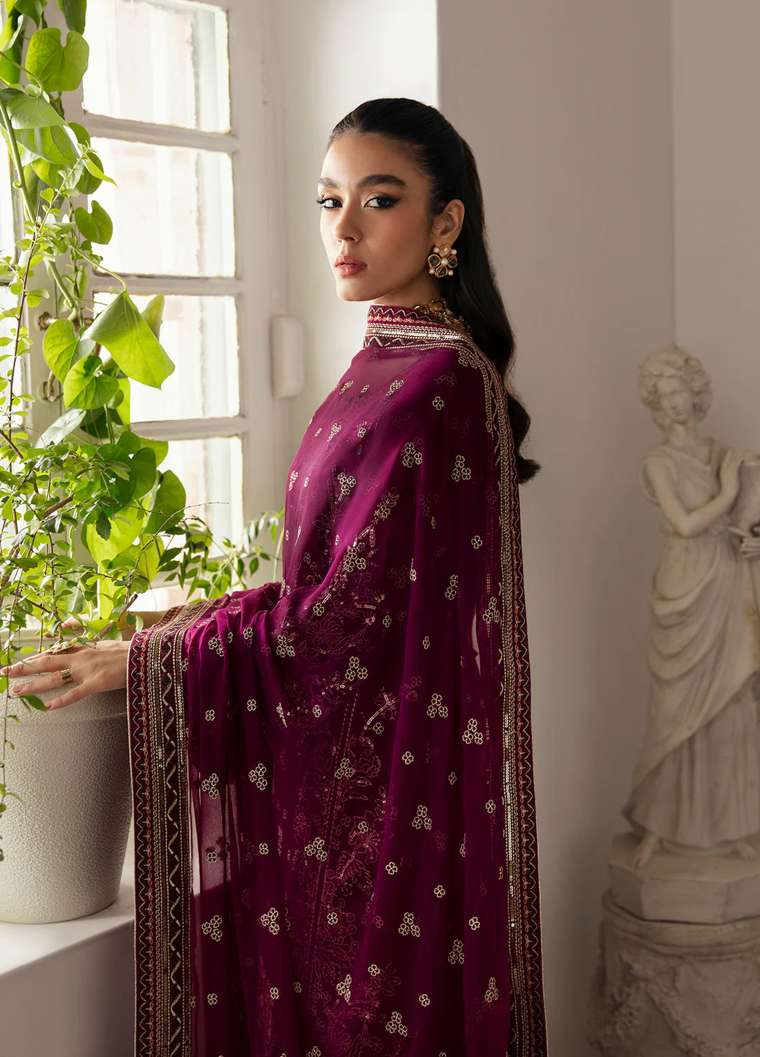 Gulaal Maroon Formal Collection Organza Replica