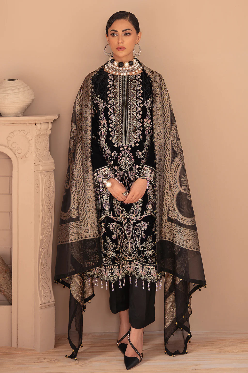 Ramsha Black Formal Collection Velvet  Replica