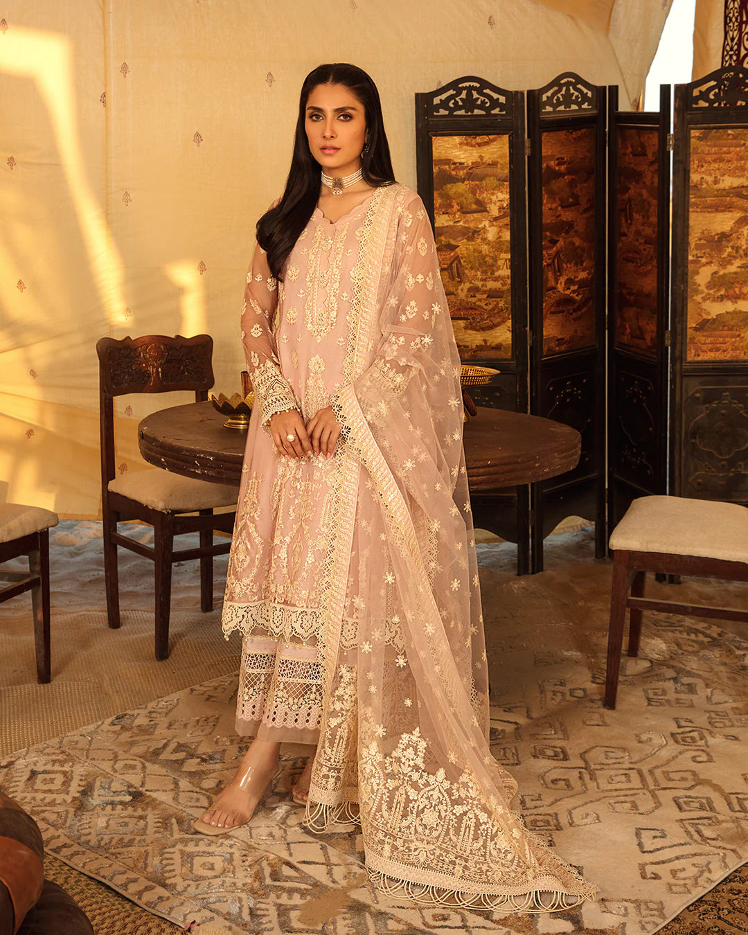 Faiza Saqlain Pink Luxury Lawn Collection Replica